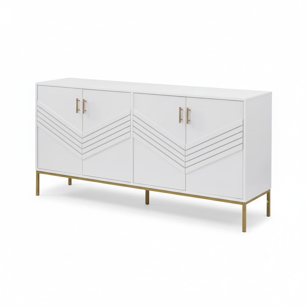 Buffet moderne 4 portes avec étagères réglables et pieds en métal – HomeVelio