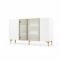 Buffet blanc 4 portes avec verre et métal – HomeVelio