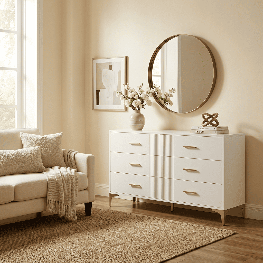 Commode blanche 6 tiroirs pour salon et chambre – HomeVelio